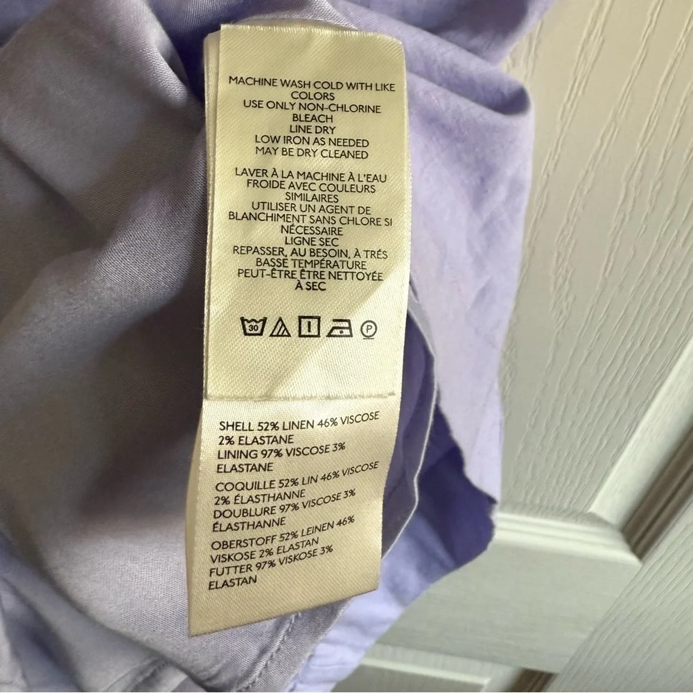 NWT Maeve The Ophelia Sleeveless Linen Slim Mini Dress Lilac Size 12 - Picture 7 of 7
